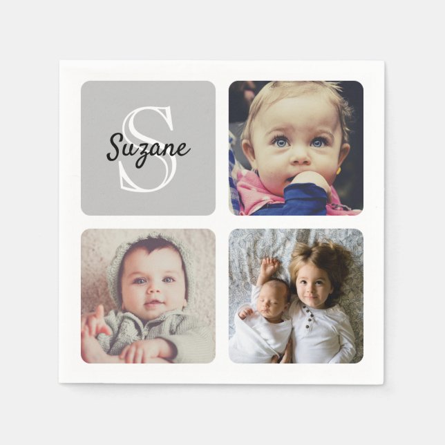 Guardanapo De Papel Carregue seu monograma de fotos (Frente)