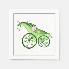 Guardanapo De Papel carrinho de bebê de ervilha verde e bebê