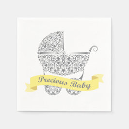 Guardanapo De Papel Carrinho de Bebê Lacy Napkin Amarelo 1