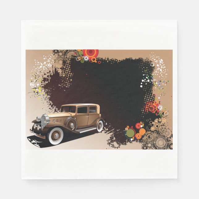 Guardanapo De Papel Carro Antigo Grunge Retro Automóvel (Frente)