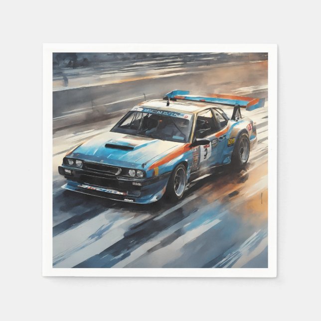 Guardanapo De Papel Carro de Corrida Azul esportivo (Frente)