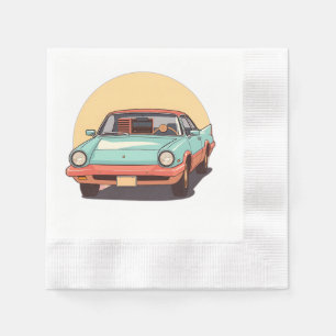 Guardanapo De Papel Carro futuro nostálgico com rádio Vintage