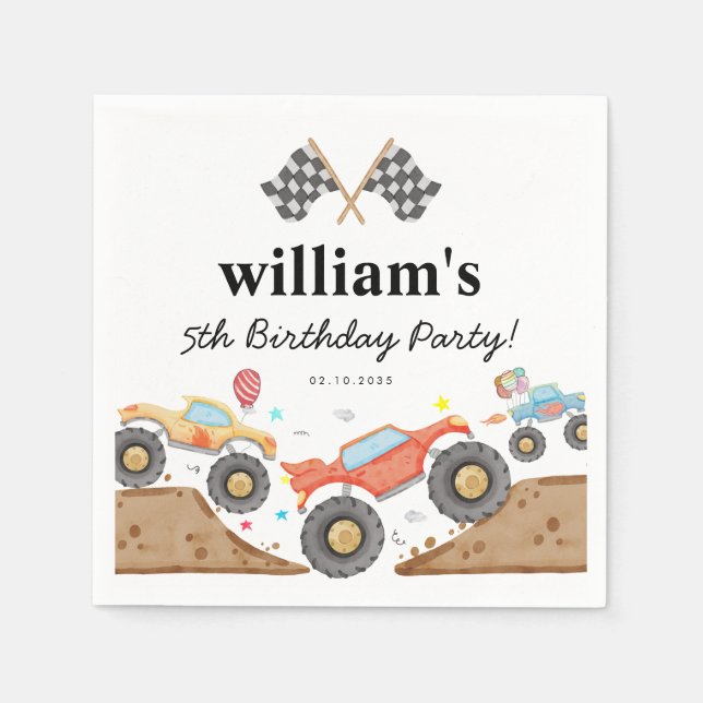 Guardanapo De Papel Carro-Raça-Carro-Boca-Carro-Monstro Bonito Anivers (Frente)