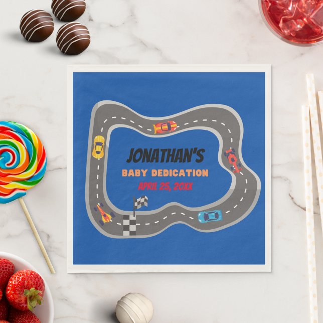 Guardanapo De Papel Carros de Corrida Dedicação de Bebê Racetrack (Criador carregado)