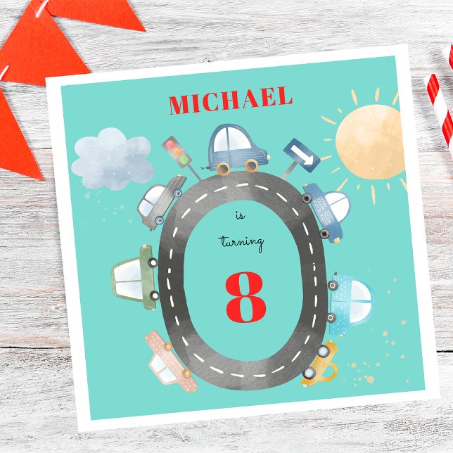 Guardanapo De Papel Carros e veículos no aniversário do garoto da estr (Criador carregado)