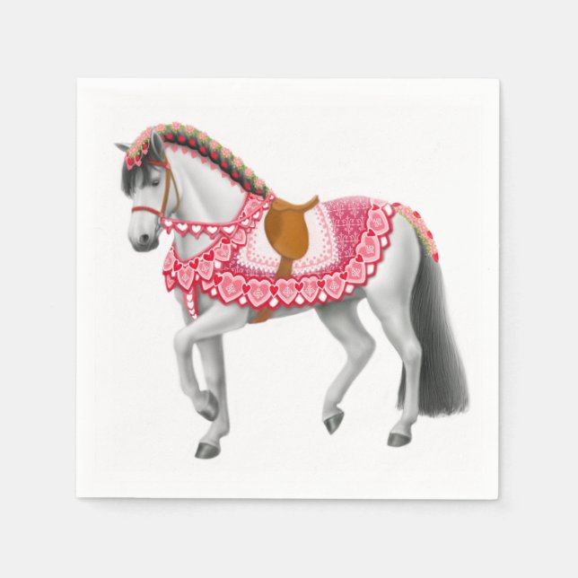 Guardanapo De Papel Carrossel Carousel Horse Napkins rosa (Frente)