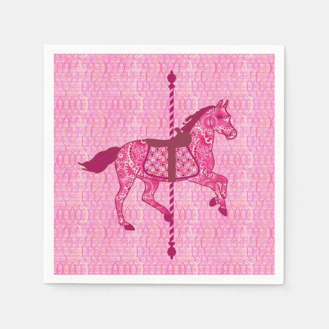 Guardanapo De Papel Carrossel Horse - Rosa Fuchsia (Frente)