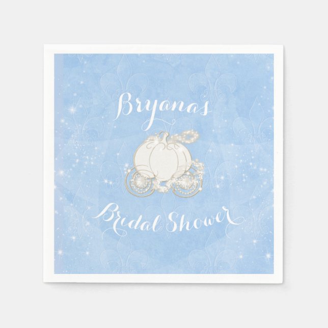 Guardanapo De Papel Carruagem Brilhante Azul Cinderela Festa Elegante (Frente)