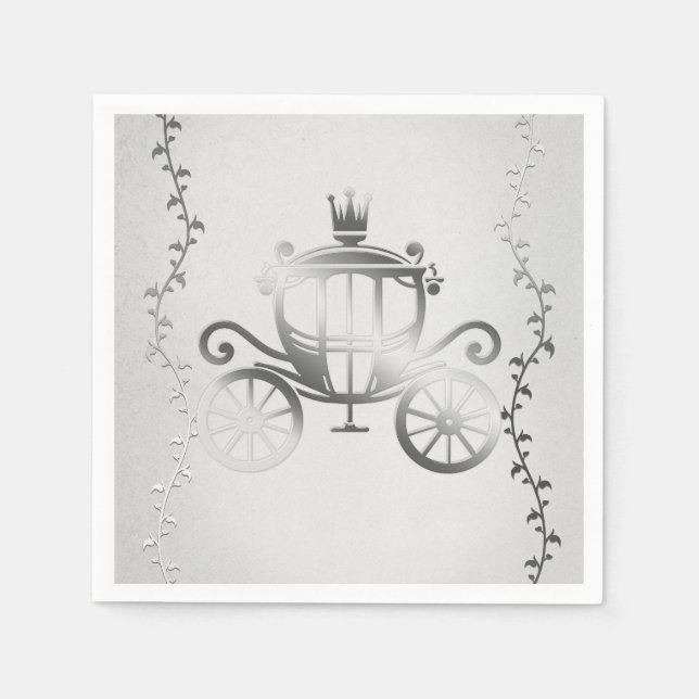 Guardanapo De Papel Carruagem Elegante White Storybook (Frente)
