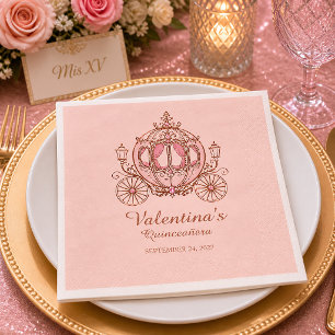 Guardanapo De Papel Carruagem Rosa Cor-de-Rosa Princesa Quinceañera