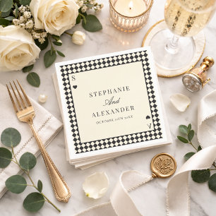 Guardanapo De Papel Carta de Baralho Luxo Preto Marfim Casamento Dinhe