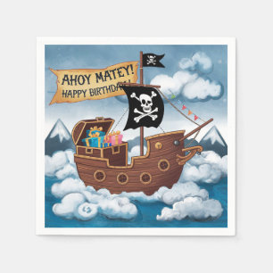 Guardanapo De Papel Cartão de Aniversário de Navio Pirata - Arrr, Coma