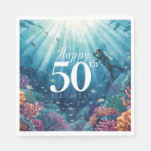 Cartão de aniversário subaquático de 50 anos Scuba