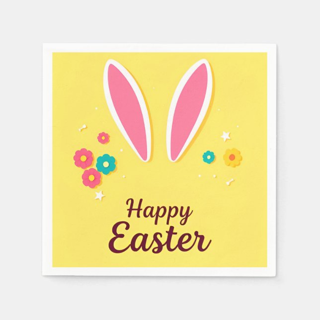 Guardanapo De Papel Cartão de Celebração de felz pascoa com Ouvidos Co (Frente)