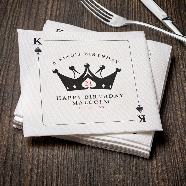 Guardanapo De Papel Cartão de Poker do Rei dos Espadas Casino (21st Birthday King of Spades Casino Poker Card Napkins
)