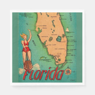 Guardanapo De Papel Cartão postal retrô da Flórida