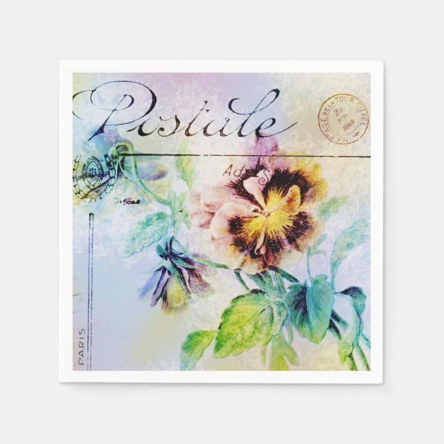 Guardanapo De Papel Cartaz de flores de madeira (Frente)