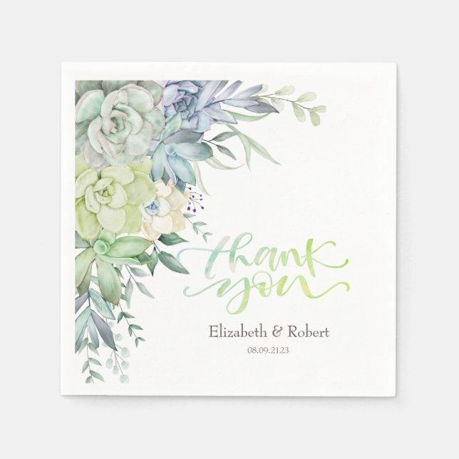 Guardanapo De Papel Cartões de agradecimentos de Sucultivos do Deserto (Frente)