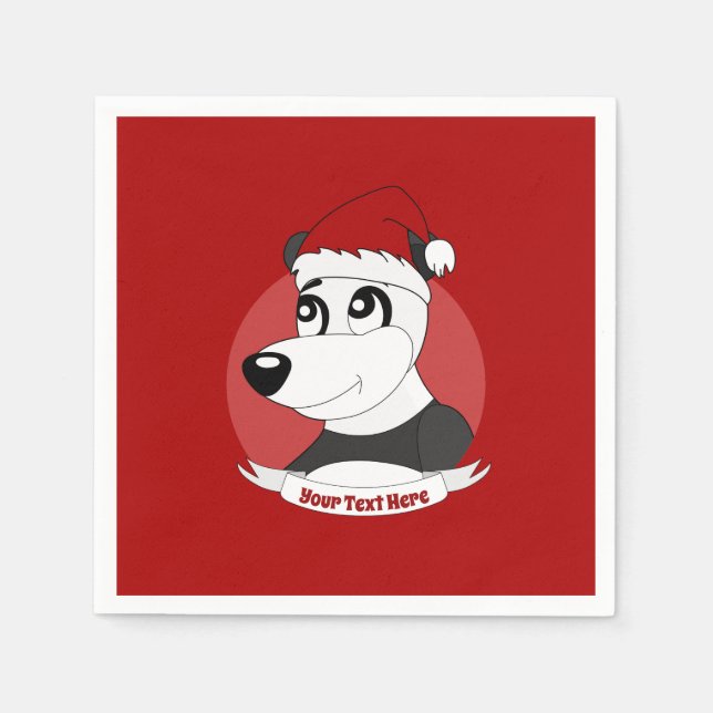 Guardanapo De Papel Cartografia de Natal com bonitinhos de urso panda (Frente)