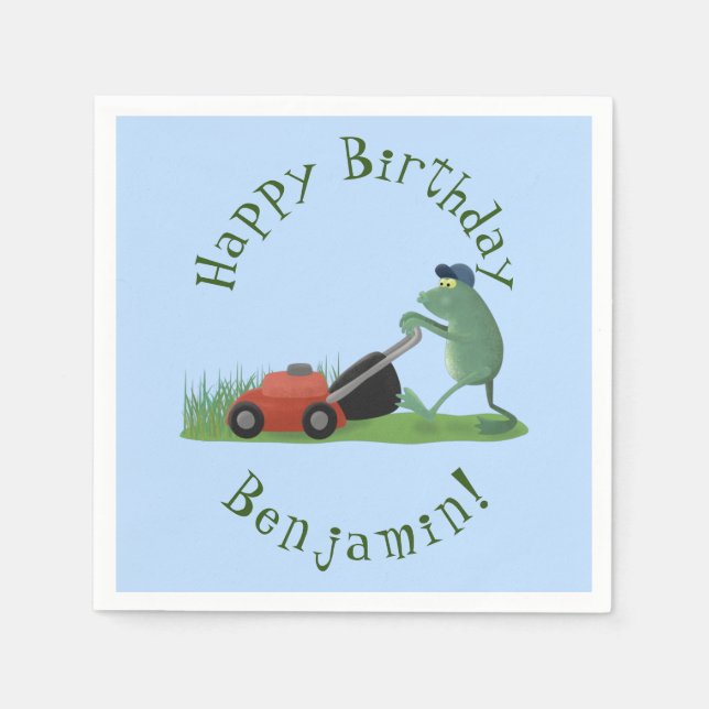 Guardanapo De Papel Cartografia de relva verde-sapo engraçada (Frente)