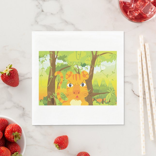 Guardanapo De Papel Cartografia de Tigre Furioso e Bonito na Selva (Criador carregado)