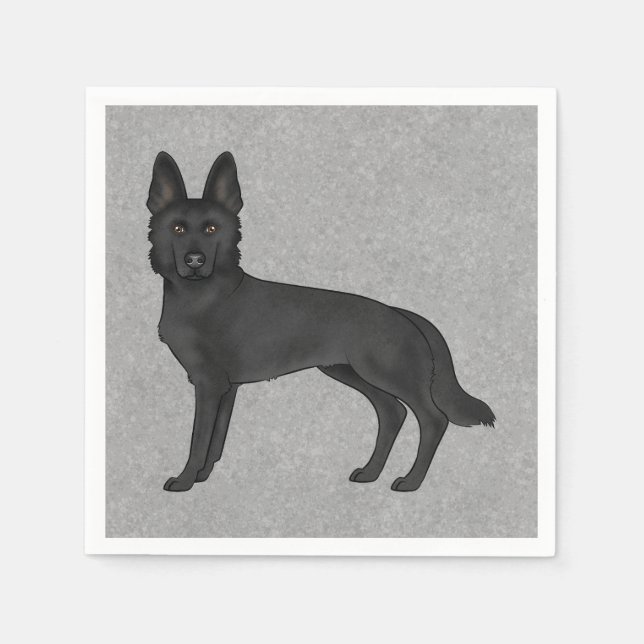 Guardanapo De Papel Cartografia em branco German shepherd preto Cinza  (Frente)