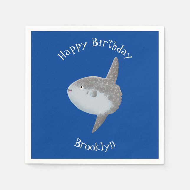 Guardanapo De Papel Cartografia fofa mola de peixe-sol oceânico (Frente)