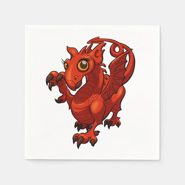 Guardanapo De Papel Cartografia Rampant Little Welsh Baby Red Dragon (Frente)
