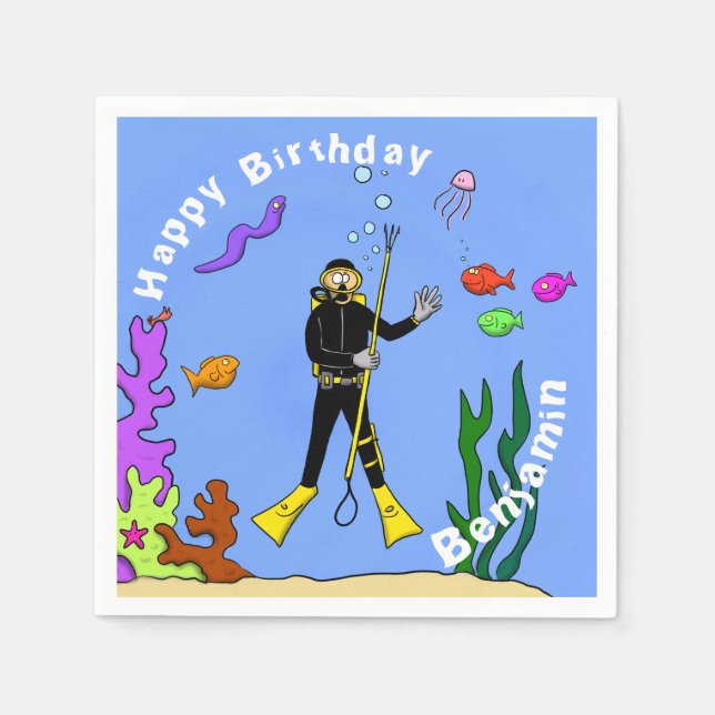 Guardanapo De Papel Cartografia sobre a vida marinha de mergulho (Frente)