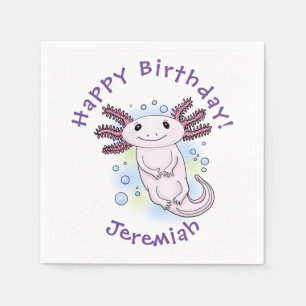 Guardanapo De Papel Cartoon axolotel rosa adorável