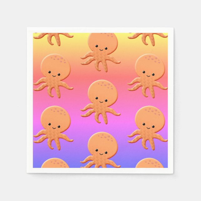 Guardanapo De Papel Cartoon Baby Octopus Napkins (Frente)