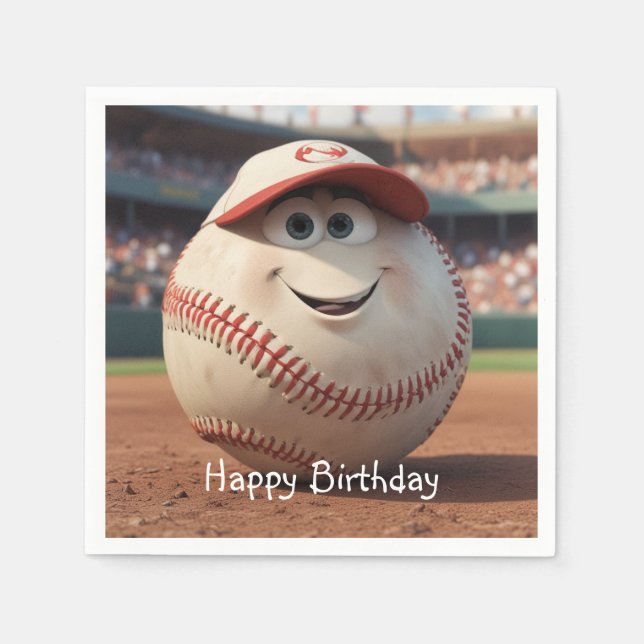 Guardanapo De Papel Cartoon Baseball Birthday (Frente)