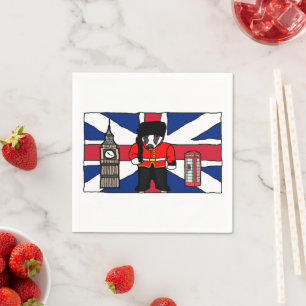 Guardanapo De Papel Cartoon britânico Badger com Big Ben e Flag