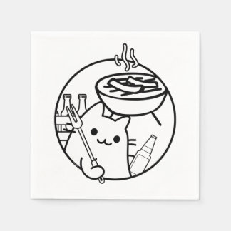 Guardanapo De Papel Cartoon Cat Griling CHURRASCO Grill Napkins
