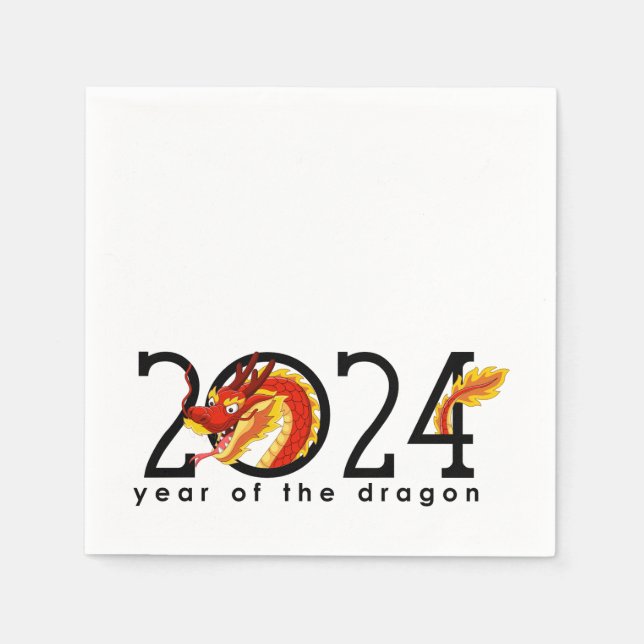 Guardanapo De Papel Cartoon chinês de 2024 Dragão Napkins (Frente)