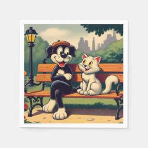 Guardanapo De Papel Cartoon de gato/cão, bonito, vintado