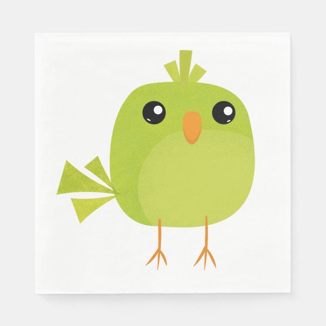 Guardanapo De Papel Cartoon de Pássaro Verde (Frente)