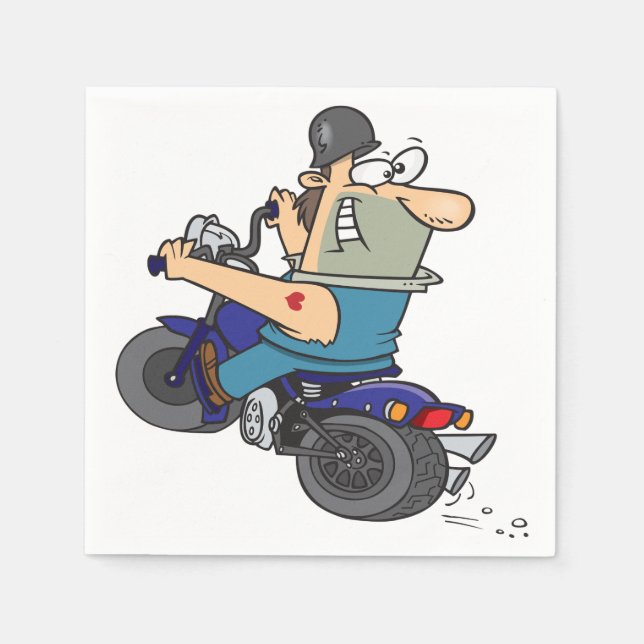 Guardanapo De Papel Cartoon Man On A Motorcycle Paper Napkins (Frente)