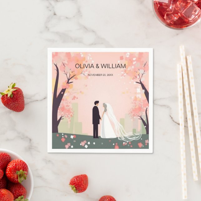 Guardanapo De Papel Cartoon mínimo de Casal com flores (Insitu)