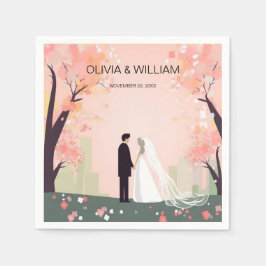 Guardanapo De Papel Cartoon mínimo de Casal com flores