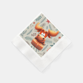 Guardanapo De Papel Cartoon Moose com Presente no Padrão de Natal