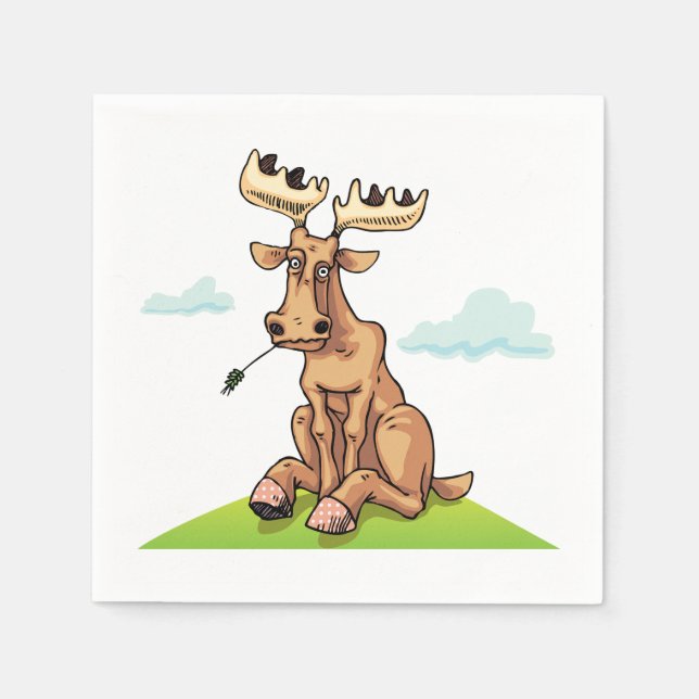 Guardanapo De Papel Cartoon Moose Paper Napkins (Frente)