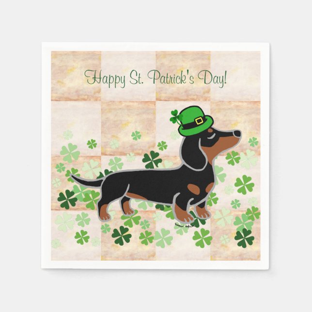 Guardanapo De Papel Cartoon Patrick Day Dachshund 5 (Frente)