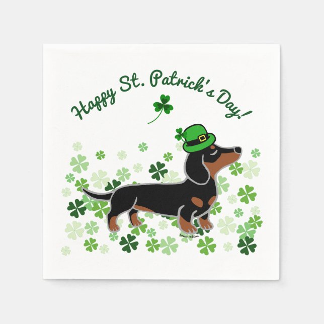 Guardanapo De Papel Cartoon Patrick Day Dachshund 5 (Frente)