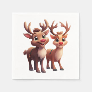 Guardanapo De Papel Cartoon Reindeer Sorrindo