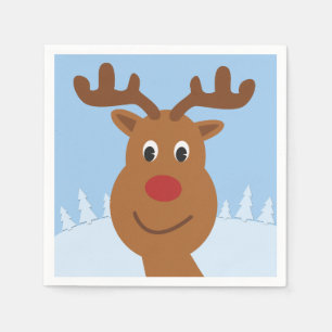 Guardanapo De Papel Cartoon Rudolph Reindeer Blue
