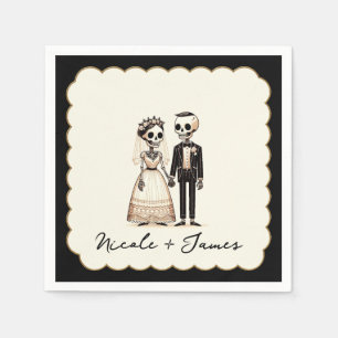 Guardanapo De Papel Cartoon Skeleton Bride + Casamento Whimsical