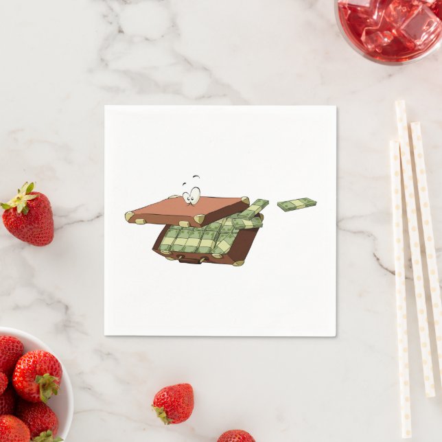 Guardanapo De Papel Cartoon Suitcase Cheio de Money Cash Bundles (Insitu)