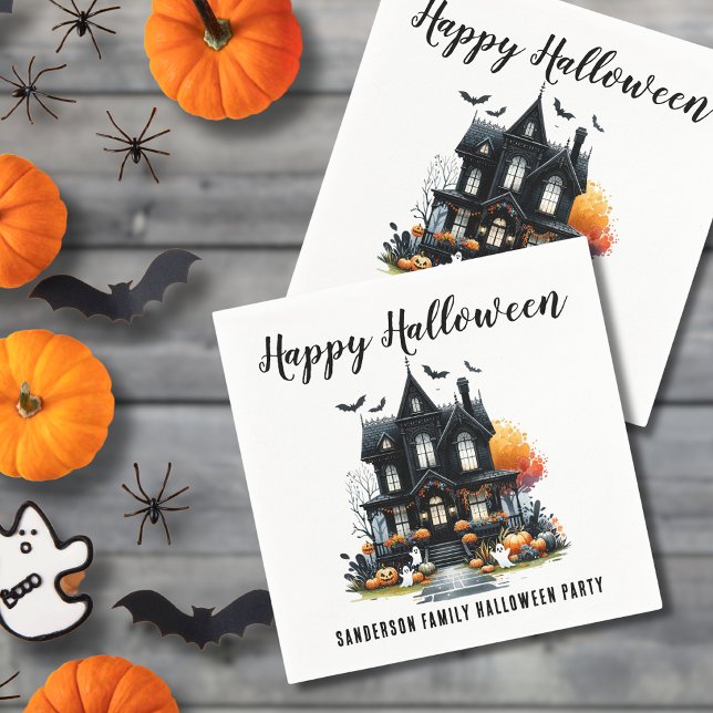 Guardanapo De Papel Casa Assombrada Halloween (Haunted House Halloween Napkins)
