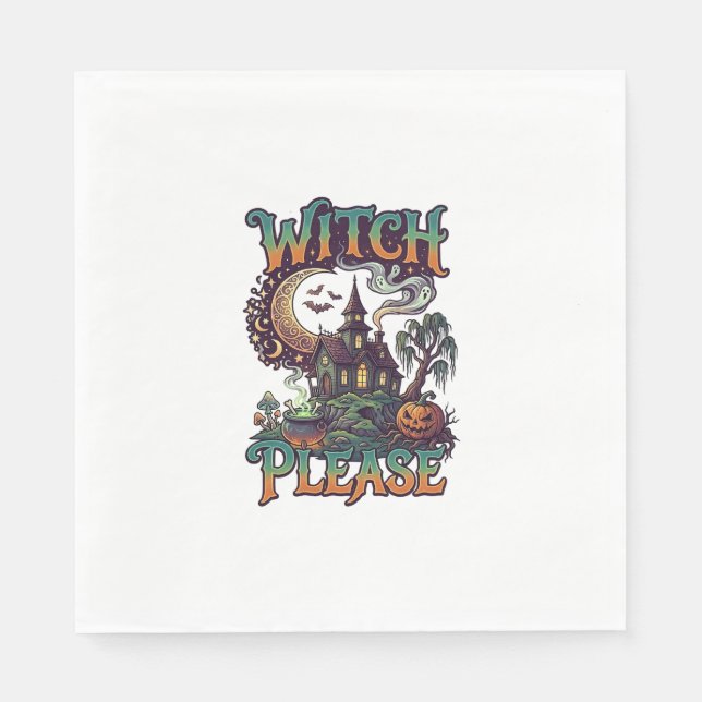 Guardanapo De Papel Casa Assombrada Witch Please Cauldron Lua Crescent (Frente)